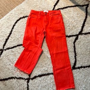 Current Elliot red cropped jeans. Size 27.